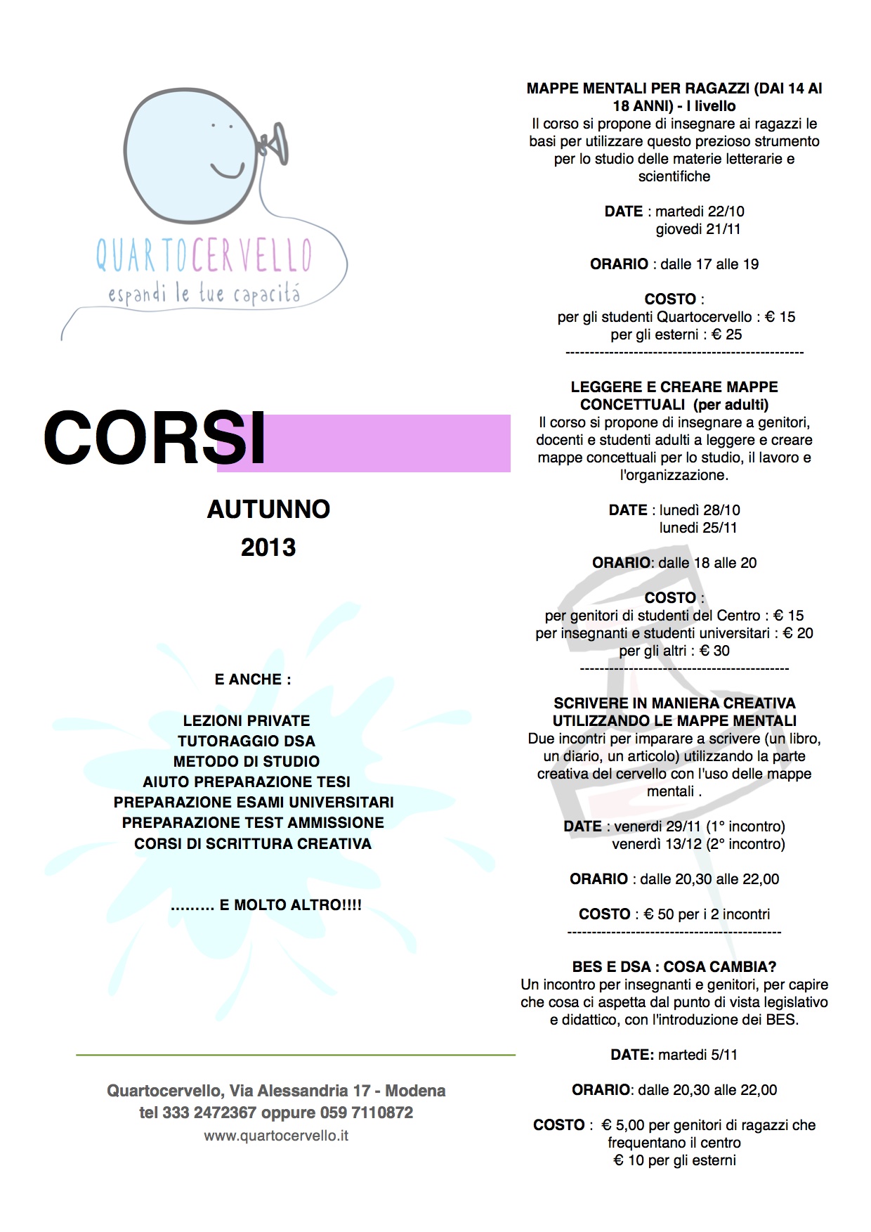 Corsi Autunno 2013